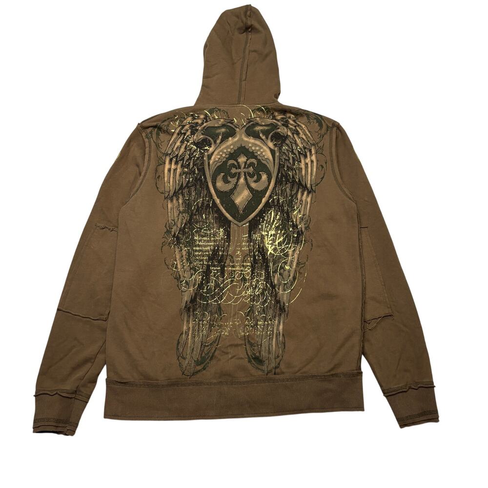 Vintage Y2K Affliction Zip Up Hoodie Cotton Mens Large Y2K Grunge